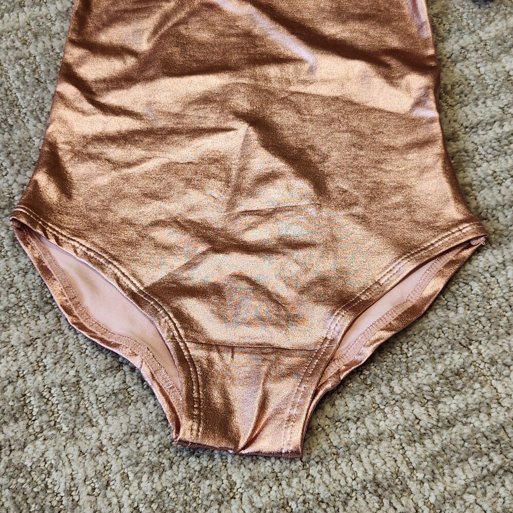 H&M girls frilled bodysuit metallic pink leotard size 4-6 years - Picture 4 of 8
